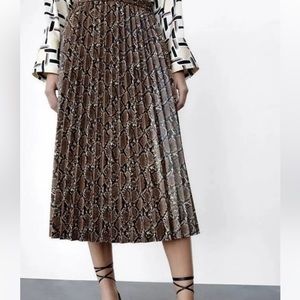 Zara Faux Leather pleated snake skin pattern